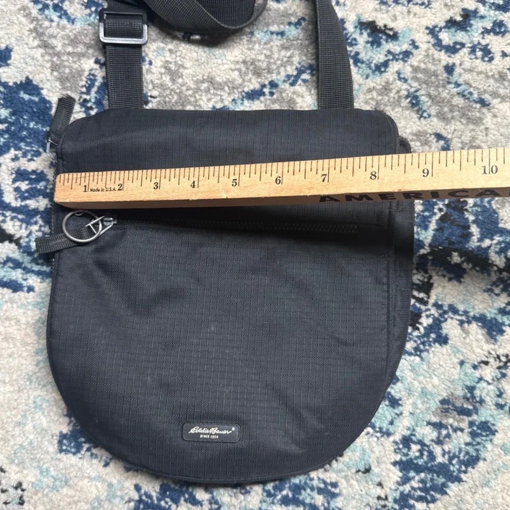 Eddie Bauer Black Nylon Ripstop Crossbody Messenger Bag Utility Travel Organizer